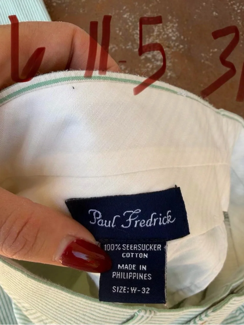 Paul Fredrick Pinstripe Cotton Pleated Suit Pant trousers Size 32
